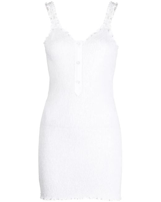 Alexander Wang White Smocked Cotton Mini Dress