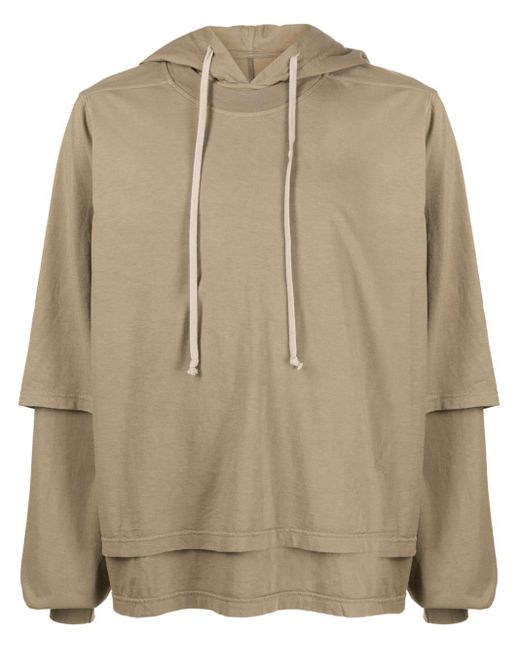 Rick Owens Natural Double-layered Drawstring Hoodie for men