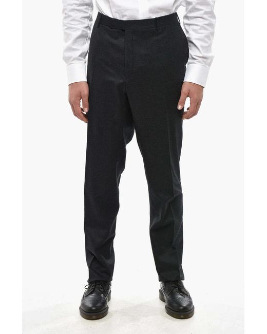 Corneliani Black Flat-Front Wool Tailored Trousers for men