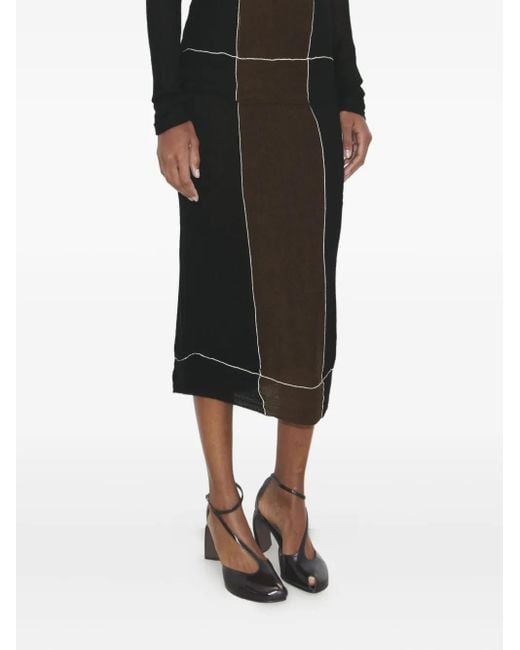 Tory Burch Black Panelled Midi Skirt
