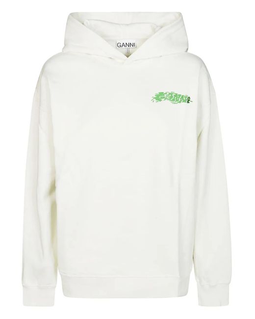 Ganni White Cotton Hoodie