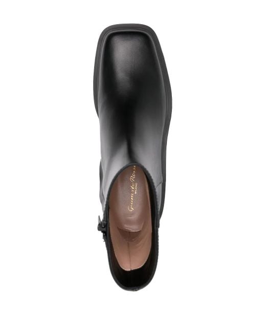 Gianvito Rossi Black Square Toe Leather Boots