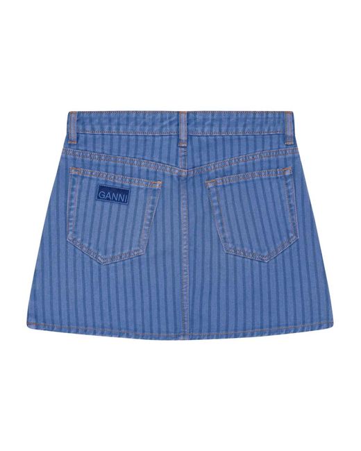 Ganni Blue Striped Denim Skirt