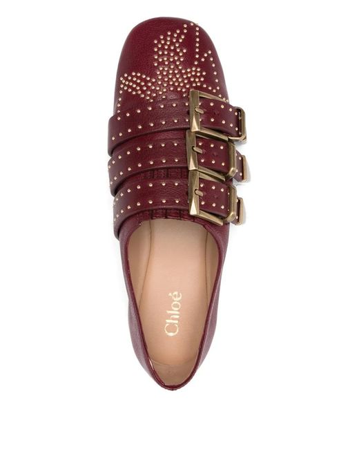 Chloé Brown Susanna Square-Toe Buckle Flat Pumps