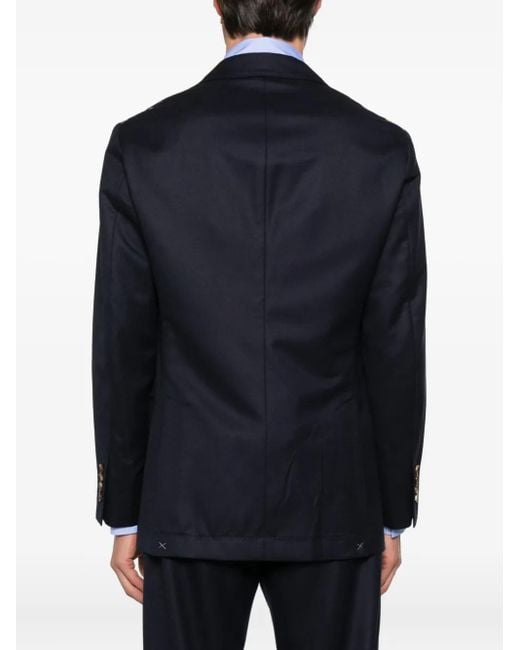 Brunello Cucinelli Blue Double-Breasted Cupro Blazer for men