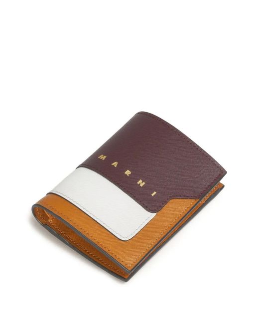 Marni Brown Saffiano Leather Bi-Fold Wallet