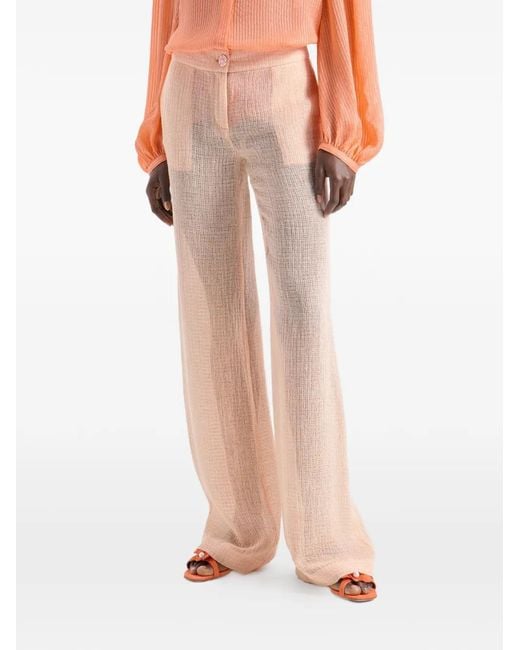 Genny White Button Linem Trousers