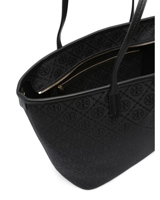 Bolso Shopper T Monogram Con Cremallera Tory Burch de color Black