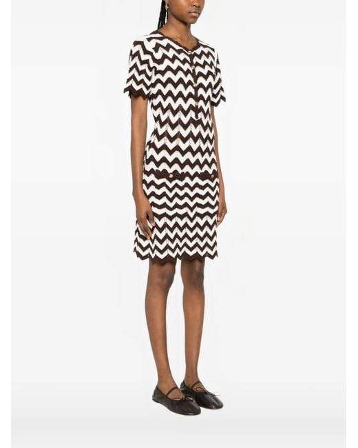 Maje White Zigzag Crochet Dress