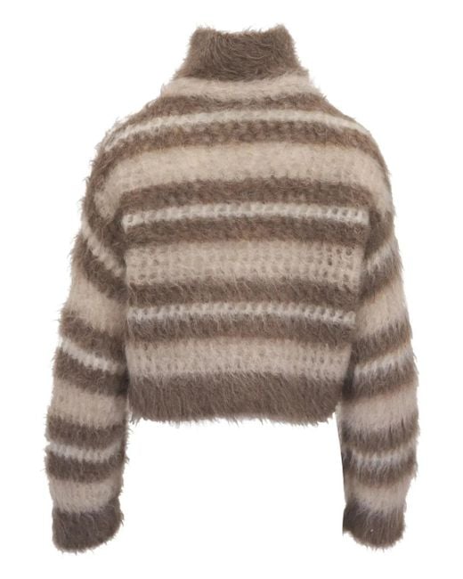 Brunello Cucinelli Natural Striped-Pattern Sweater