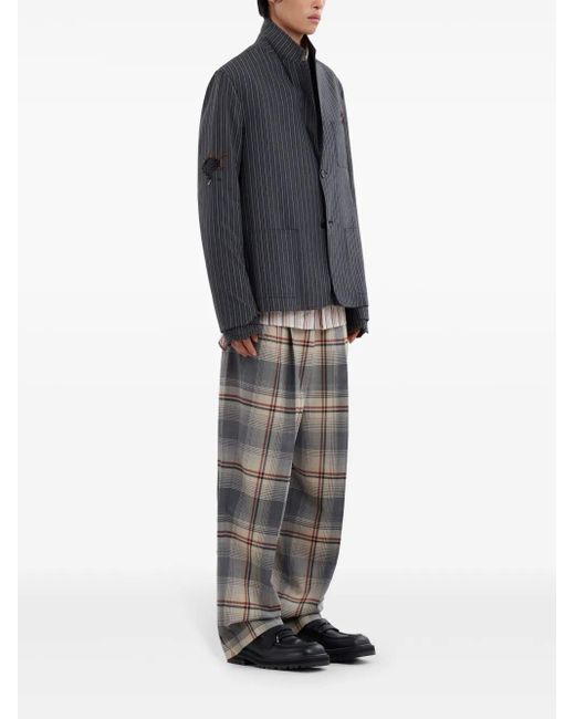 Marni Black Distressed-Effect Striped Blazer for men