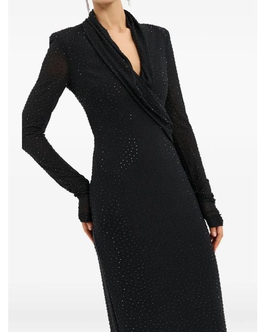 Rebecca Vallance Black Stardust Crystal-Embellished Gown