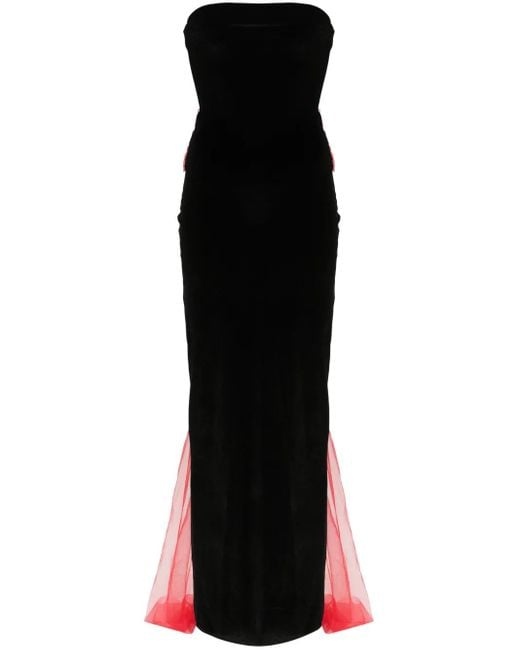 Atu Body Couture Black Bow-Detail Velvet Gown