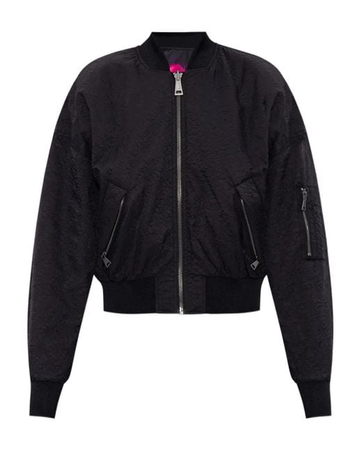 Versace Jeans Couture Black Zip-Front Bomber Jacket
