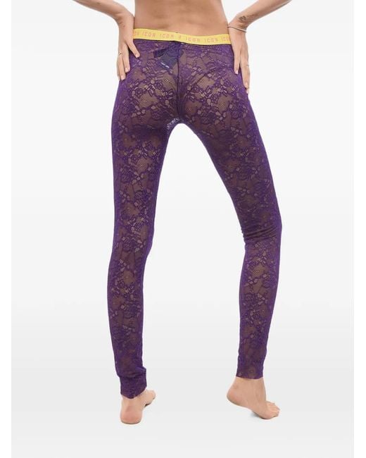 DSquared² Purple Icon Lace Tights