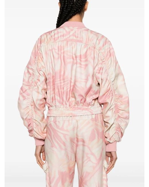 DIESEL Pink Bomberjacke Mit Abstraktem Print