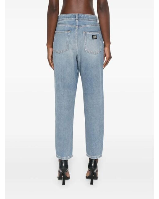 Dolce & Gabbana Blue Logo-Patch Jeans
