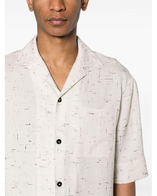Chemise en tissu flammé à col cubain Bottega Veneta pour homme en coloris White