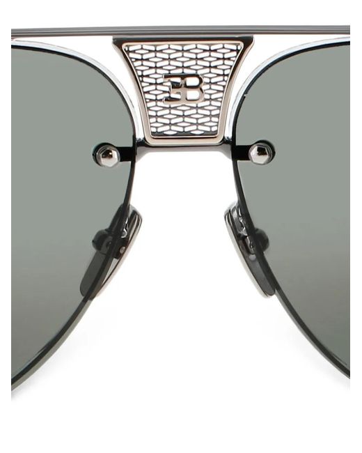 Bugatti Gray Pilot-Frame Logo-Plaque Sunglasses for men