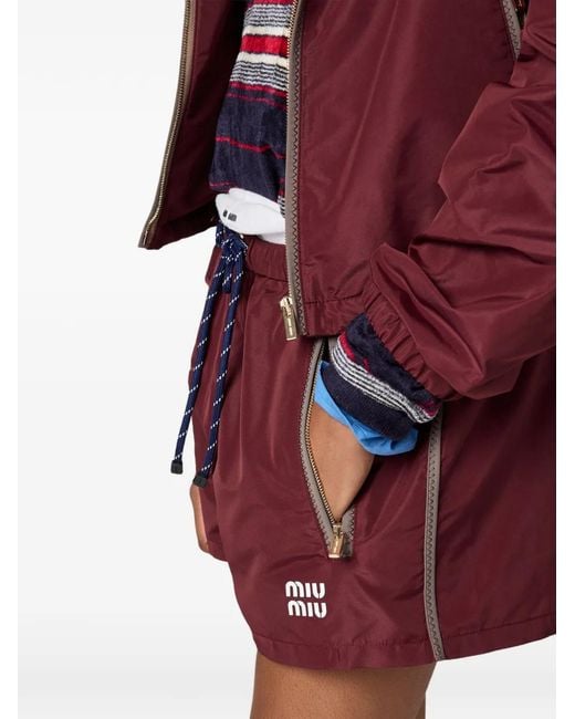 Miu Miu Red Technical Fabric Shorts