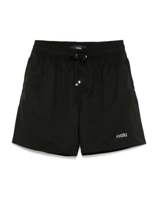 Amiri Black Embroidered-Logo Swim Shorts for men