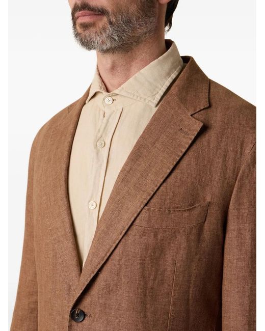 Brooks Brothers Brown Herringbone Linen Blazer for men