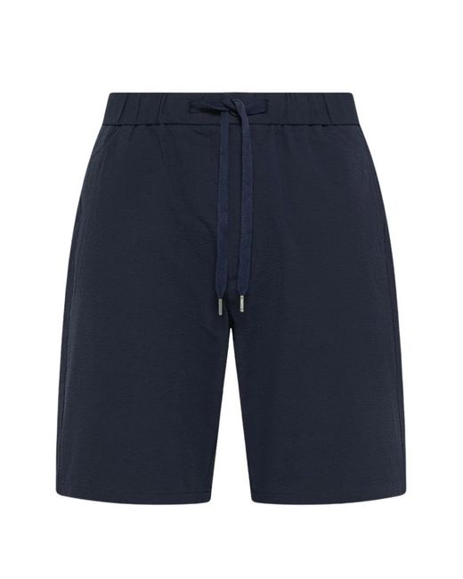 Sun 68 Blue Textured Drawstring Shorts for men