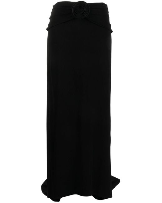 Magda Butrym Flower Embellished Maxi Skirt in Black | Lyst
