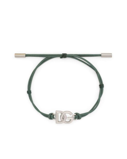 Dolce & Gabbana White Dg Logo Charm Cord Bracelet for men