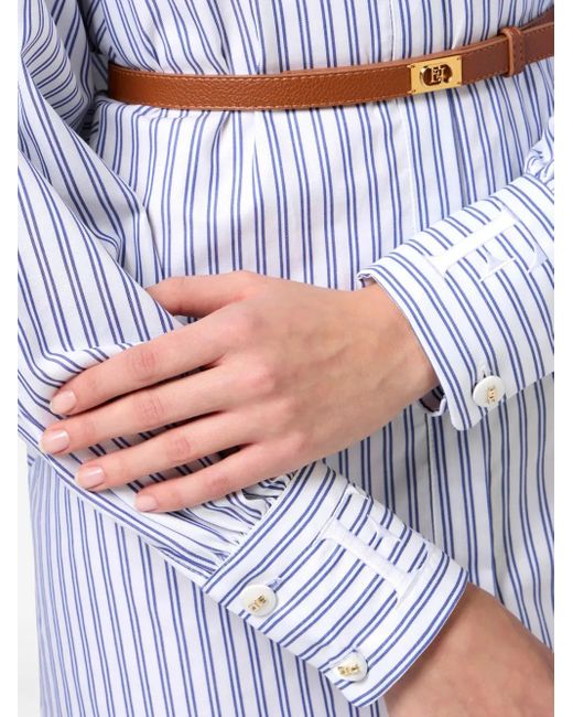 Elisabetta Franchi Blue Striped Shirt Dress
