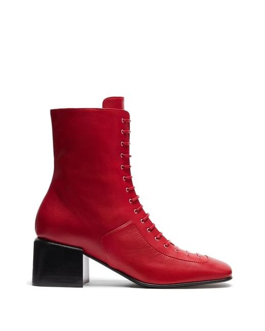 LILI CURIA Red Jules Lace-Up Jules Boots