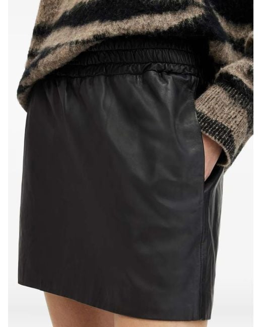 AllSaints エラスティックウエスト レザーミニスカート Black