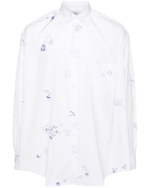Vetements White Hemd mit grafischem Print