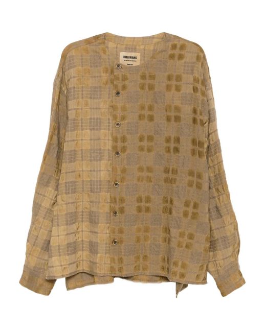 Uma Wang Natural Checked Top for men