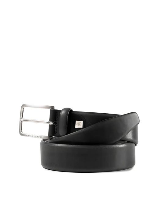 Piquadro Black Prong-Buckle Leather Belt for men