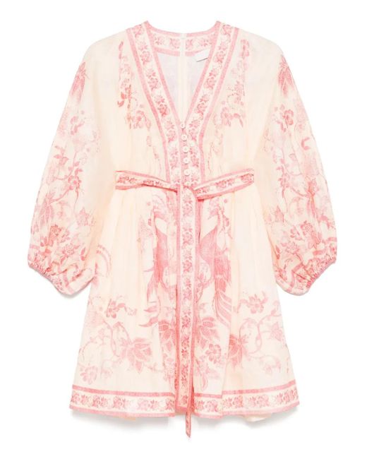 Zimmermann Pink Lucky Plunge Mini Dress