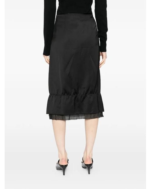 Totême Black Satin Midi Skirt