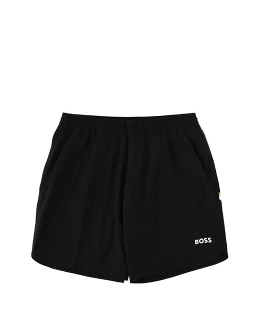 BOSS GREEN HUGO BOSS Black Logo-Print Elasticated Shorts for men