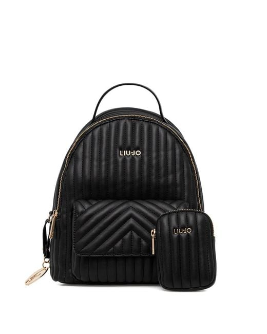 Liu Jo Black Quilted-Design Backpack