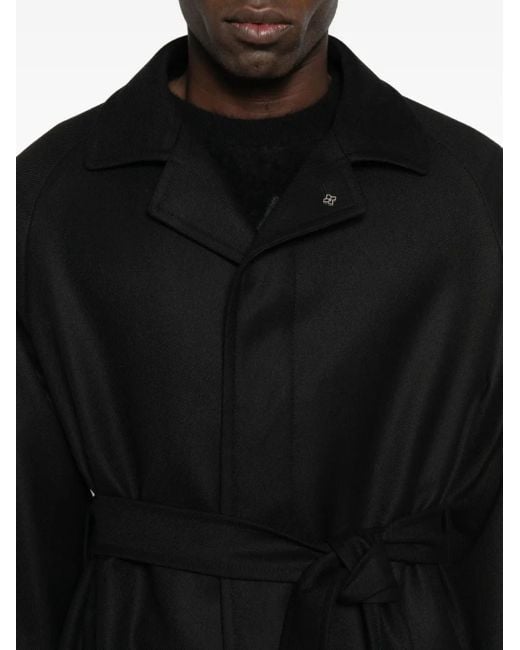 メンズ Tagliatore ラグランスリーブ ベルテッドコート Black