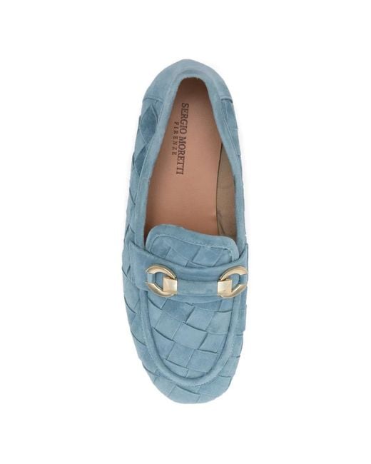 SERGIO MORETTI FIRENZE Blue Woven Horsebit Loafers