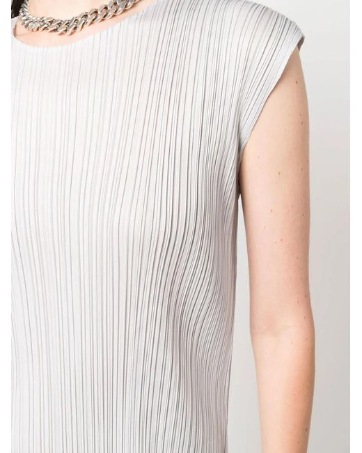 Pleats Please Issey Miyake White Pleated Short Dress