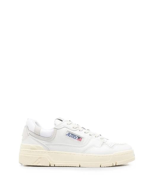 Autry White Clc Panelled Leather Sneakers for men
