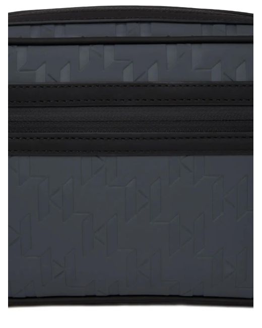 Karl Lagerfeld Black Monogram-Pattern Belt Bag for men