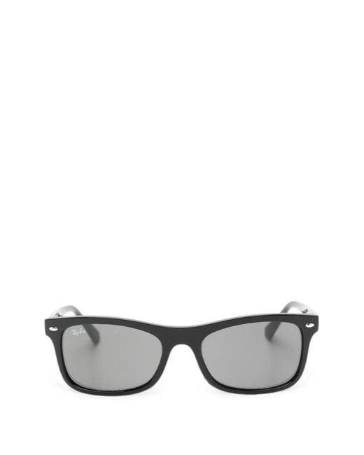 Ray-Ban Gray Rectangle-Frame Sunglasses