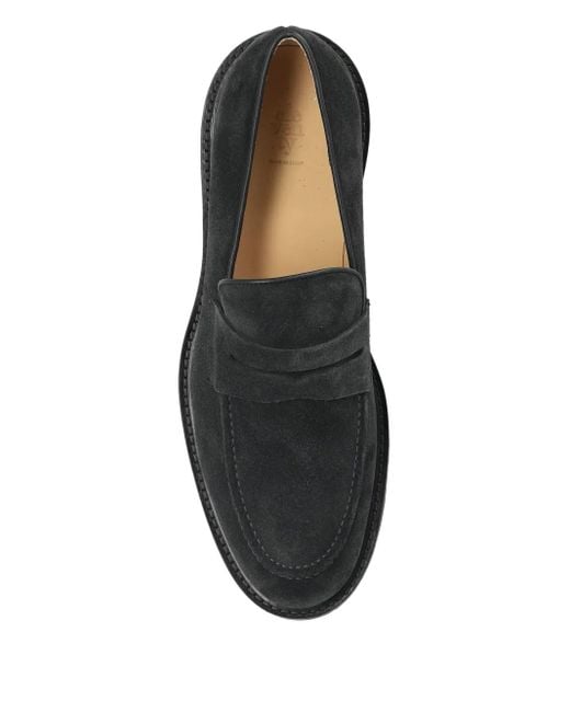 Eleventy Black Suede Penny Loafers for men