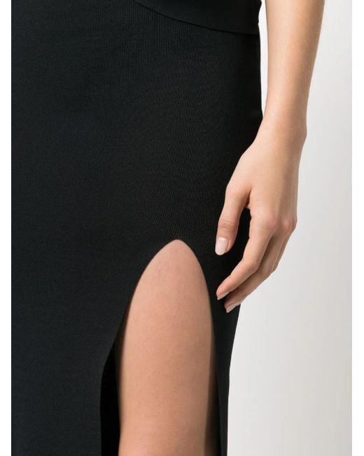 ALESSANDRO VIGILANTE Black Off-Shoulder Ribbed Knit Dress