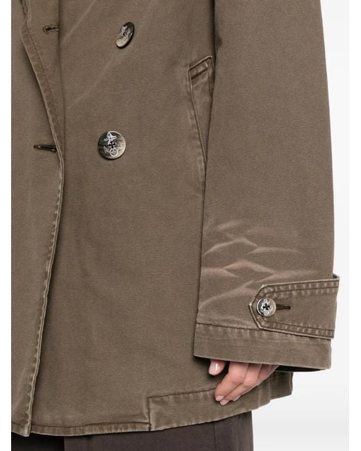 6397 Brown Great Double-Breasted Collared Jacket