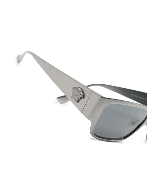 Versace Gray Medusa-Plaque Rectangle-Frame Sunglasses for men