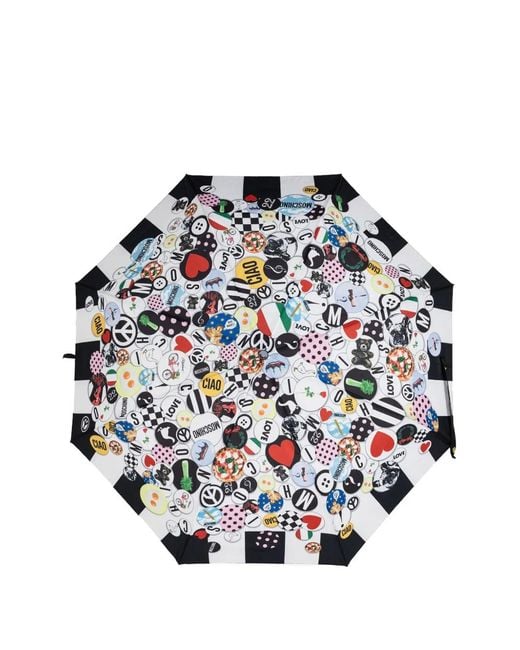 Moschino White Patterned-Border Printed Umbrella